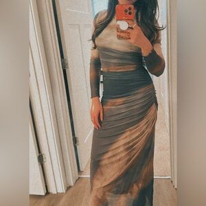 Elegant Multicolor Long Sleeve Dress